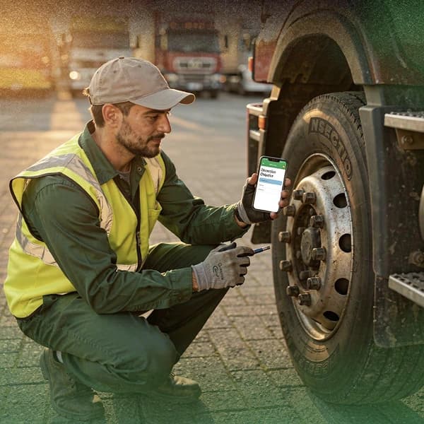 PTI Pre-Trip Inspection app interface displaying digital DVIR forms and vehicle inspection checklist