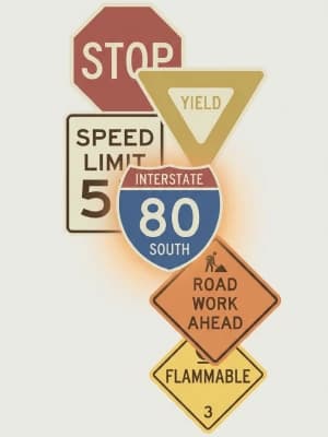 Road Signs learning app with flashcards and practice tests for US road signs
